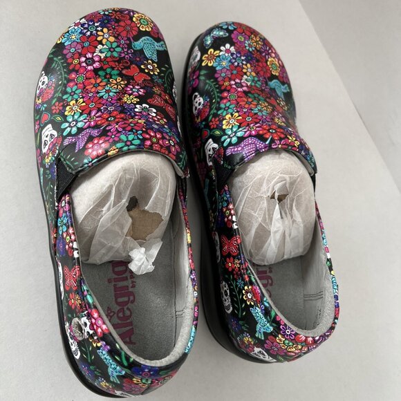 Alegria Women's Shoes Size 37 US 7 Floral Sugar Skull Ofrenda Kel-7574 Clogs - Picture 10 of 10